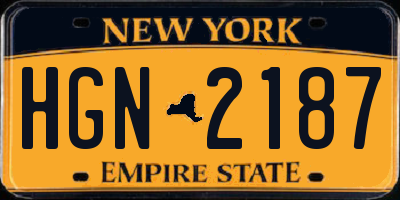 NY license plate HGN2187