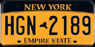 NY license plate HGN2189