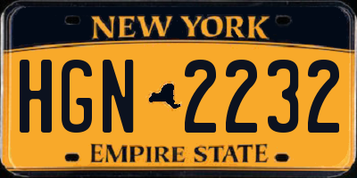 NY license plate HGN2232