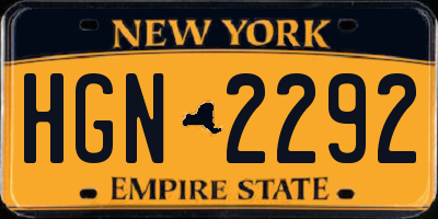 NY license plate HGN2292