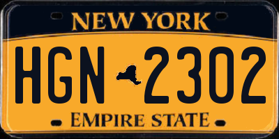 NY license plate HGN2302
