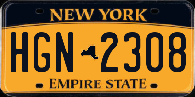 NY license plate HGN2308