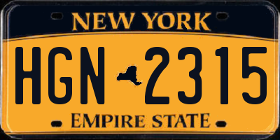 NY license plate HGN2315