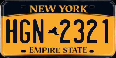 NY license plate HGN2321