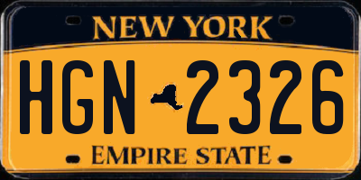 NY license plate HGN2326