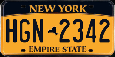 NY license plate HGN2342