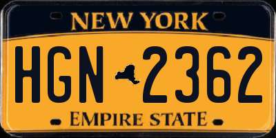 NY license plate HGN2362
