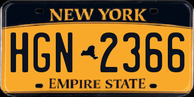 NY license plate HGN2366