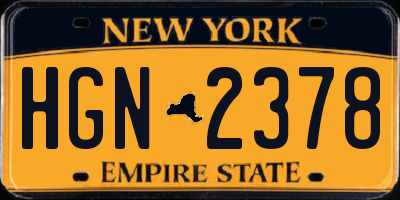 NY license plate HGN2378