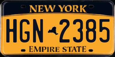 NY license plate HGN2385