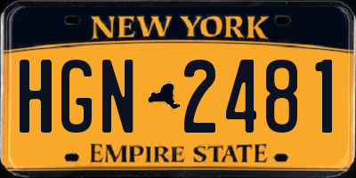 NY license plate HGN2481