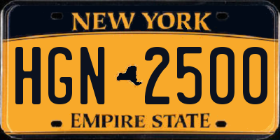 NY license plate HGN2500