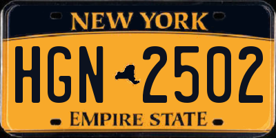 NY license plate HGN2502