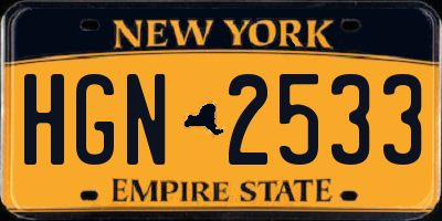 NY license plate HGN2533