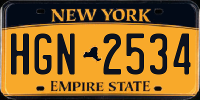 NY license plate HGN2534