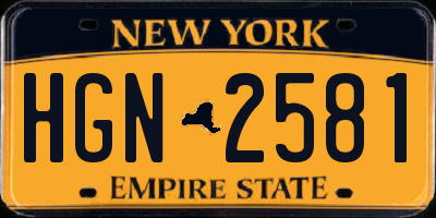 NY license plate HGN2581