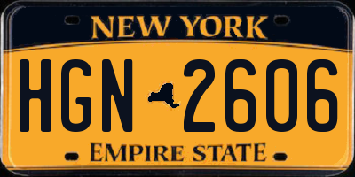 NY license plate HGN2606