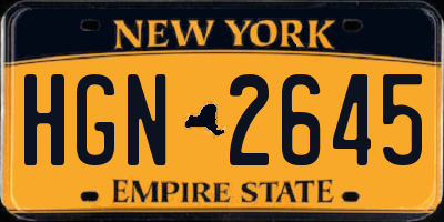 NY license plate HGN2645