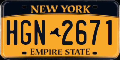 NY license plate HGN2671