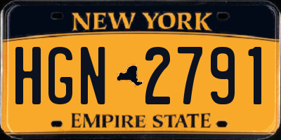 NY license plate HGN2791