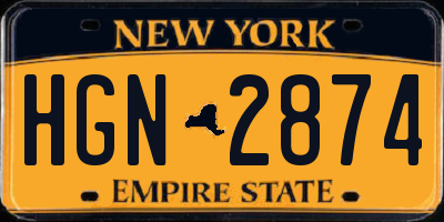 NY license plate HGN2874