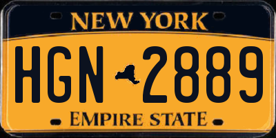 NY license plate HGN2889