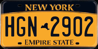 NY license plate HGN2902