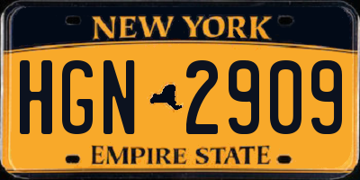 NY license plate HGN2909