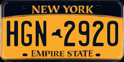 NY license plate HGN2920