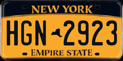 NY license plate HGN2923