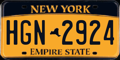 NY license plate HGN2924