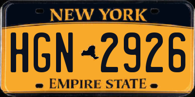 NY license plate HGN2926