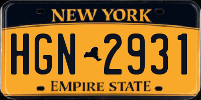 NY license plate HGN2931