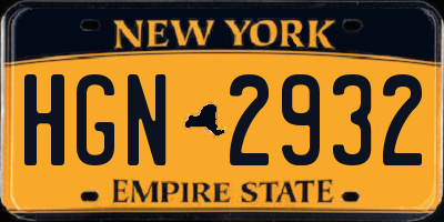 NY license plate HGN2932