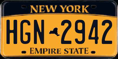 NY license plate HGN2942