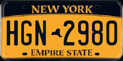 NY license plate HGN2980