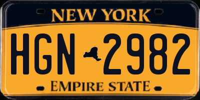 NY license plate HGN2982