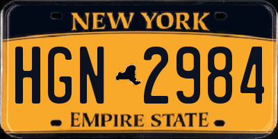 NY license plate HGN2984