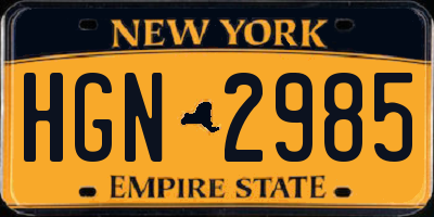 NY license plate HGN2985