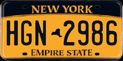 NY license plate HGN2986