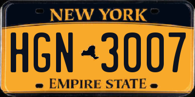 NY license plate HGN3007