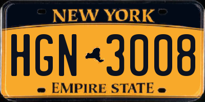 NY license plate HGN3008