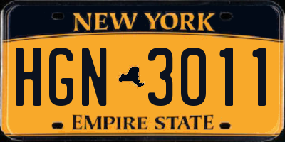 NY license plate HGN3011