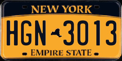 NY license plate HGN3013