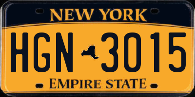 NY license plate HGN3015