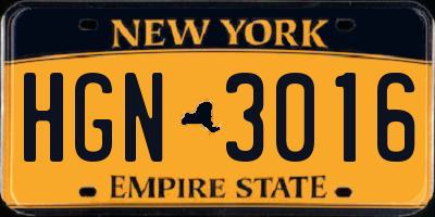 NY license plate HGN3016