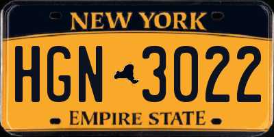 NY license plate HGN3022