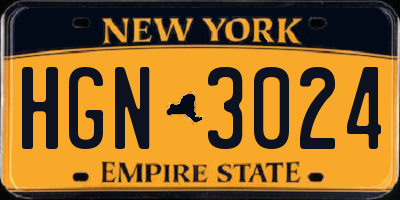 NY license plate HGN3024