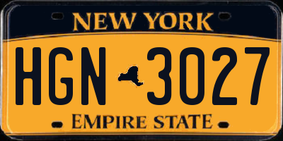 NY license plate HGN3027