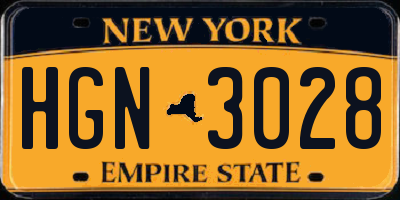 NY license plate HGN3028